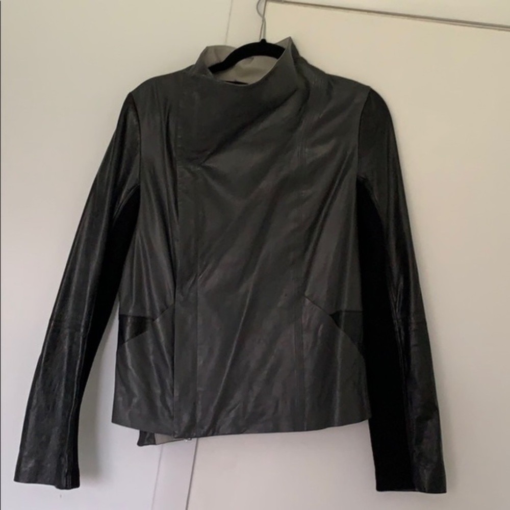 EUC Vince Leather Jacket - L, black/grey